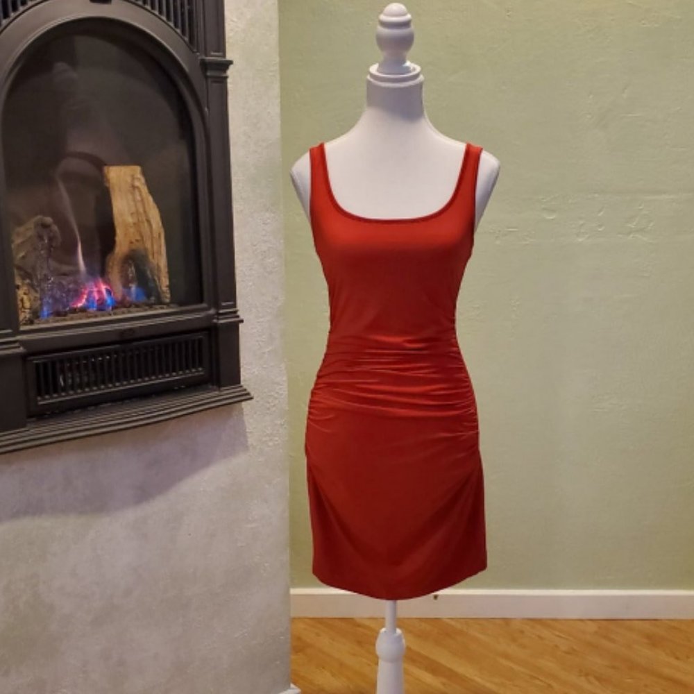 Red Ruched Mini Dress - Picture 2 of 8